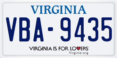 VA license plate VBA9435