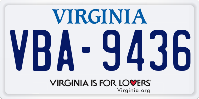 VA license plate VBA9436