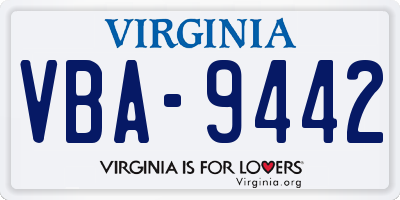 VA license plate VBA9442