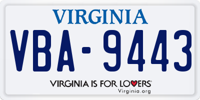 VA license plate VBA9443