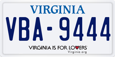 VA license plate VBA9444