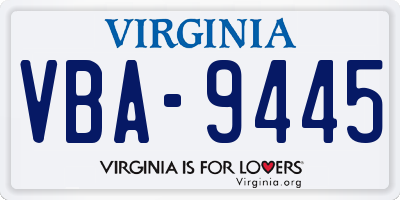 VA license plate VBA9445