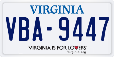 VA license plate VBA9447