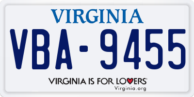 VA license plate VBA9455