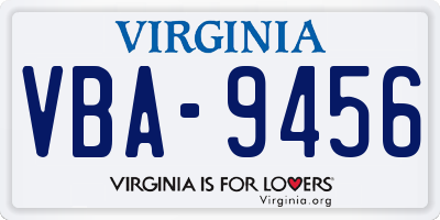 VA license plate VBA9456