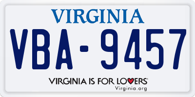VA license plate VBA9457