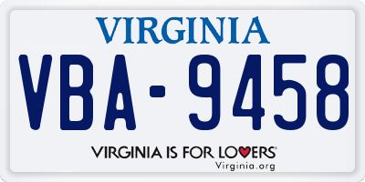 VA license plate VBA9458