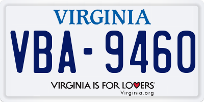 VA license plate VBA9460