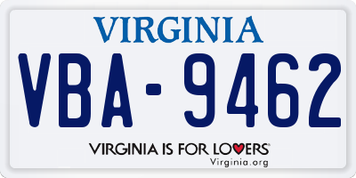 VA license plate VBA9462