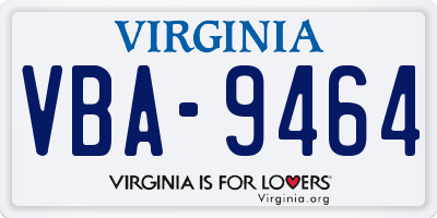 VA license plate VBA9464