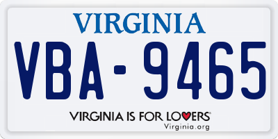 VA license plate VBA9465