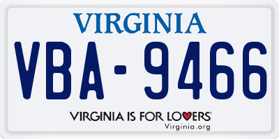 VA license plate VBA9466