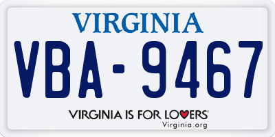 VA license plate VBA9467