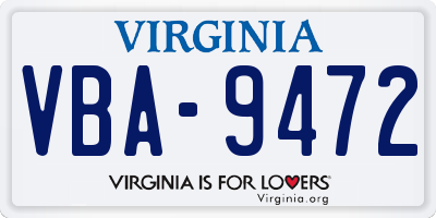 VA license plate VBA9472
