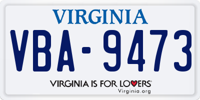 VA license plate VBA9473