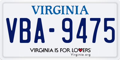 VA license plate VBA9475