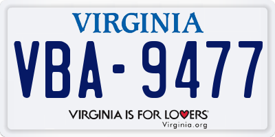 VA license plate VBA9477