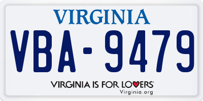 VA license plate VBA9479