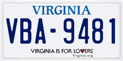 VA license plate VBA9481