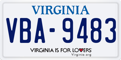 VA license plate VBA9483