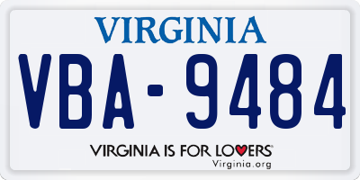 VA license plate VBA9484
