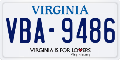 VA license plate VBA9486
