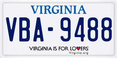 VA license plate VBA9488