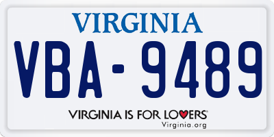 VA license plate VBA9489