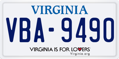 VA license plate VBA9490