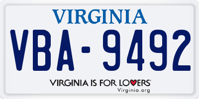 VA license plate VBA9492