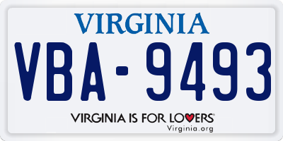 VA license plate VBA9493
