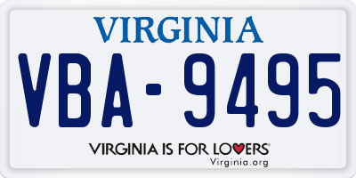 VA license plate VBA9495