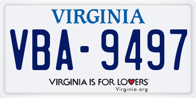 VA license plate VBA9497