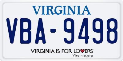 VA license plate VBA9498