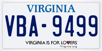 VA license plate VBA9499