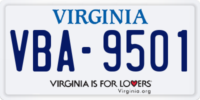 VA license plate VBA9501
