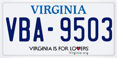 VA license plate VBA9503