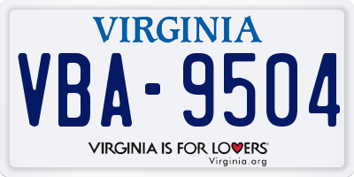VA license plate VBA9504