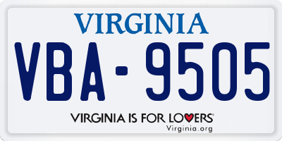 VA license plate VBA9505