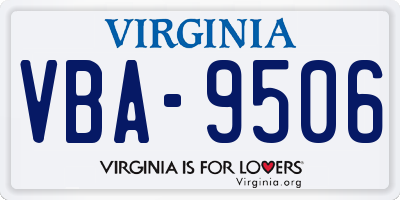 VA license plate VBA9506