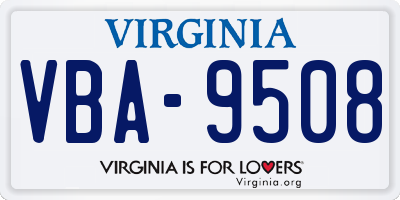 VA license plate VBA9508