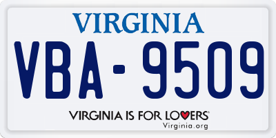 VA license plate VBA9509