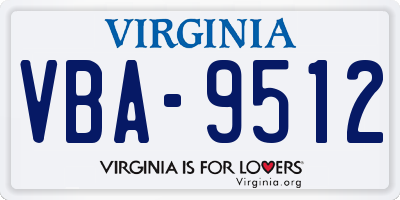 VA license plate VBA9512