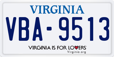 VA license plate VBA9513