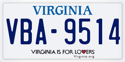 VA license plate VBA9514