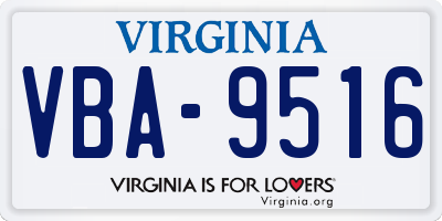 VA license plate VBA9516