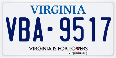VA license plate VBA9517