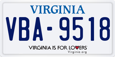 VA license plate VBA9518