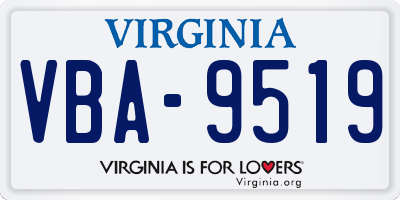 VA license plate VBA9519