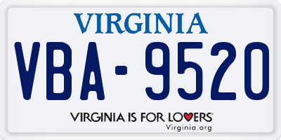 VA license plate VBA9520